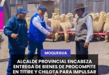 MOQUEGUA | ALCALDE PROVINCIAL ENCABEZA ENTREGA DE BIENES DE PROCOMPITE EN TITIRE Y CHILOTA PARA IMPULSAR ECONOMÍA LOCAL.