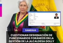 SAMEGUA - CUESTIONAN DESIGNACIÓN DE FUNCIONARIOS FORÁNEOS EN LA GESTIÓN DE LA ALCALDESA DOLLY DÁVILA.
