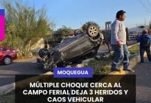 MOQUEGUA - MÚLTIPLE CHOQUE CERCA AL CAMPO FERIAL DEJA 3 HERIDOS Y CAOS VEHICULAR.
