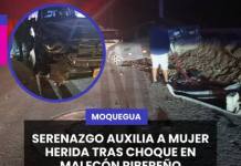 MOQUEGUA | MADRUGADA DE ACCIDENTES SERENAZGO AUXILIA A MUJER HERIDA TRAS CHOQUE EN MALECÓN RIBEREÑO.