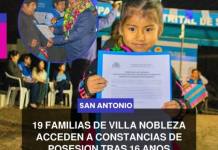 MOQUEGUA | 19 FAMILIAS DE VILLA NOBLEZA ACCEDEN A CONSTANCIAS DE POSESIÓN TRAS 16 AÑOS.