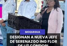 MOQUEGUA | DESIGNAN A NUEVA JEFE DE SERENAZGO ING FLOR DE LIZ CONDORI.