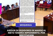 MOQUEGUA | ASESOR DE REGIDORES DE MARISCAL NIETO TENDRÍA IMPEDIMENTO, POR DESTITUCION, MEDIDA DISCIPLINARIA SE ENCUENTRA PUBLICADA EN EL DIARIO EL PERUANO.