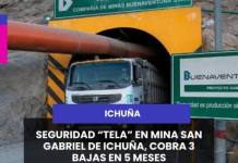 ICHUÑA | SEGURIDAD TELA EN MINA SAN GABRIEL DE ICHUÑA, COBRA 3 BAJAS EN 5 MESES.