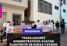 MOQUEGUA | TRABAJADORES ADMINISTRATIVOS ACATAN PLANTÓN DE 48 HORAS Y EXIGEN HOMOLOGACIÓN DEL CAFAE.