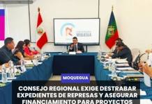 MOQUEGUA | CONSEJO REGIONAL EXIGE DESTRABAR EXPEDIENTES DE REPRESAS Y ASEGURAR FINANCIAMIENTO PARA PROYECTOS HÍDRICOS EN MOQUEGUA.