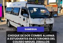 MOQUEGUA | CHOQUE DE DOS COMBIS ALARMA A ESTUDIANTES EN EXTERIORES DEL COLISEO MIGUEL ZEBALLOS MÁLAGA.