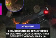 MOQUEGUA | VEHÍCULO SE DESPISTA Y VUELCA EN LA PANAMERICANA SUR: CONDUCTOR FUE DETENIDO POR PRESUNTO MANEJO EN ESTADO DE EBRIEDAD.
