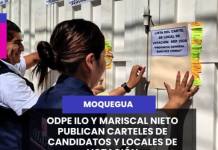 MOQUEGUA | PARA LA SEGUNDA ELECCIÓN PRESIDENCIAL 2026 ODPE ILO Y MARISCAL NIETO PUBLICAN CARTELES DE CANDIDATOS Y LOCALES DE VOTACIÓN.