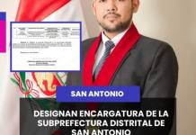MOQUEGUA | DESIGNAN ENCARGATURA DE LA SUBPREFECTURA DISTRITAL DE SAN ANTONIO.