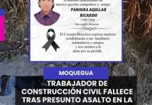MOQUEGUA | TRABAJADOR DE CONSTRUCCIÓN CIVIL FALLECE TRAS PRESUNTO ASALTO EN LA AVENIDA LA PAZ.