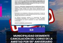 ILO | MUNICIPALIDAD DESMIENTE CANCELACIÓN DEL CORSO DE LA AMISTAD POR 56° ANIVERSARIO.