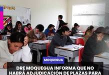 MOQUEGUA | DRE MOQUEGUA INFORMA QUE NO HABRÁ ADJUDICACIÓN DE PLAZAS PARA CETPRO POR FALTA DE POSTULANTES.