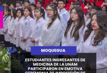 MOQUEGUA | ESTUDIANTES INGRESANTES DE MEDICINA DE LA UNAM PARTICIPARON EN EMOTIVA CEREMONIA DE IMPOSICIÓN DE BATAS.