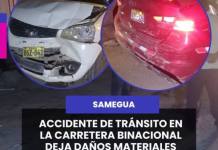 MOQUEGUA | ACCIDENTE DE TRÁNSITO EN LA CARRETERA BINACIONAL DEJA DAÑOS MATERIALES.