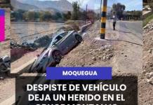 MOQUEGUA | DESPISTE DE VEHÍCULO DEJA UN HERIDO EN EL CRUCE MONTALVO.