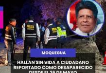 MOQUEGUA | HALLAN SIN VIDA A CIUDADANO REPORTADO COMO DESAPARECIDO DESDE EL 26 DE MAYO.