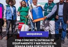 MOQUEGUA | FDM CONCRETAENTREGA DE EQUIPAMIENTO Y MATERIALES AL SENASA PARA FORTALECER EL CONTROL.