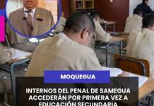 MOQUEGUA | INTERNOS DEL PENAL DE SAMEGUA ACCEDERÁN POR PRIMERA VEZ A EDUCACIÓN SECUNDARIA.