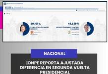 NACIONAL | ONPE REPORTA AJUSTADA DIFERENCIA EN SEGUNDA VUELTA PRESIDENCIAL.