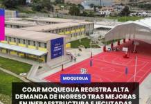 MOQUEGUA I COAR MOQUEGUA REGISTRA ALTA DEMANDA DE INGRESO TRAS MEJORAS EN INFRAESTRUCTURA EJECUTADAS VÍA OBRAS POR IMPUESTOS.