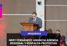 MOQUEGUA | NERY FERNÁNDEZ ANUNCIA AGENDA REGIONAL Y RESPALDA PROTESTAS CONTRA LA LEY N.° 11658.