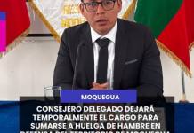 MOQUEGUA | CONSEJERO DELEGADO DEJARÁ TEMPORALMENTE EL CARGO PARA SUMARSE A HUELGA DE HAMBRE EN DEFENSA DEL TERRITORIO DE MOQUEGUA.