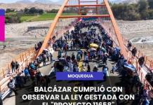 MOQUEGUA | BALCÁZAR CUMPLIÓ CON OBSERVAR LA LEY GESTADA CON EL "PROYECTO 11658"