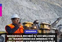 MOQUEGUA | MOQUEGUA RECIBIÓ S/ 433 MILLONES DE TRANSFERENCIAS MINERAS Y SE UBICA ENTRE LAS REGIONES CON MÁS RECURSOS DEL PAÍS.