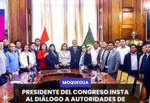 MOQUEGUA | PRESIDENTE DEL CONGRESO INSTA AL DIÁLOGO A AUTORIDADES DE MOQUEGUA Y TACNA SOBRE LÍMITES.