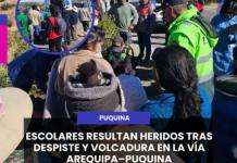 PUQUINA | ESCOLARES RESULTAN HERIDOS TRAS DESPISTE Y VOLCADURA EN LA VÍA AREQUIPA–PUQUINA.