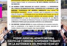 MOQUEGUA | PODER JUDICIAL ADMITE MEDIDA CAUTELAR Y ORDENA SUSPENDER TRÁMITE DE LA AUTÓGRAFA DEL PROYECTO DE LEY N.° 11658.