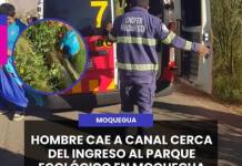 MOQUEGUA | HOMBRE CAE A CANAL CERCA DEL INGRESO AL PARQUE ECOLÓGICO EN MOQUEGUA.