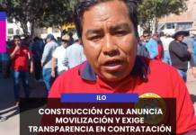 MOQUEGUA | CONSTRUCCIÓN CIVIL ANUNCIA MOVILIZACIÓN Y EXIGE TRANSPARENCIA EN CONTRATACIÓN PARA QUELLAVECO.