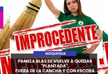 MOQUEGUA | PAMELA BLAS SE VUELVE A QUEDAR "PLANTADA", FUERA DE LA CANCHA Y CON ESCOBA EN MANO.