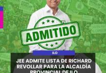 ILO | JEE ADMITE LISTA DE RICHARD REVOLLAR PARA LA ALCALDÍA PROVINCIAL DE ILO