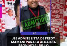ILO | JEE ADMITE LISTA DE FREDY MAMANI PARA LA ALCALDÍA PROVINCIAL DE ILO.