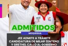MOQUEGUA | JEE ADMITE A TRÁMITE CANDIDATURA DE MILAR ZENTENO Y GRETHEL CALLO AL GOBIERNO REGIONAL DE MOQUEGUA.