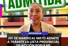 MOQUEGUA | JEE DE MARISCAL NIETO ADMITE A TRÁMITE LA LISTA PROVINCIAL DE ACCIÓN POPULAR.