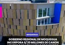 MOQUEGUA | GOBIERNO REGIONAL DE MOQUEGUA INCORPORA S/ 20 MILLONES DE CANON MINERO PARA FINANCIAR PROYECTOS DE INVERSIÓN.