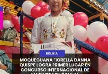 BOLIVIA | MOQUEGUANA FIORELLA DANNA QUISPE LOGRA PRIMER LUGAR EN CONCURSO INTERNACIONAL DE MARINERA EN BOLIVIA.