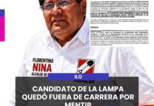 ILO | CANDIDATO DE LA LAMPA QUEDÓ FUERA DE CARRERA POR MENTIR.