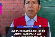MOQUEGUA | JNE PUBLICARÁ LAS LISTAS ADMITIDAS PARA LAS ELECCIONES REGIONALES Y MUNICIPALES 2026.