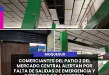 MOQUEGUA | COMERCIANTES DEL PATIO 2 DEL MERCADO CENTRAL ALERTAN POR FALTA DE SALIDAS DE EMERGENCIA Y DETERIORO DEL COBERTIZO.