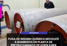 MOQUEGUA | FUGA DE INSUMO QUÍMICO MOVILIZÓ A BOMBEROS EN PLANTA DE PRETRATAMIENTO DE CHEN CHEN.