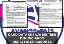 MOQUEGUA | CANDIDATA SE BAJA DEL TREN DENUNCIANDO QUE LA FALSIFICARON LA FIRMA Y LA HUELLA.