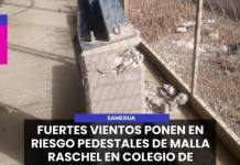 MOQUEGUA | FUERTES VIENTOS PONEN EN RIESGO PEDESTALES DE MALLA RASCHEL EN COLEGIO DE SAMEGUA.
