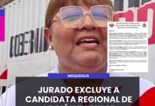 MOQUEGUA | JURADO EXCLUYE A CANDIDATA REGIONAL DE ACCIÓN POPULAR.