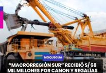 MOQUEGUA | MACRORREGIÓN SUR RECIBIÓ S/ 68 MIL MILLONES POR CANON Y REGALÍAS MINERAS EN LAS ÚLTIMAS DOS DÉCADAS.