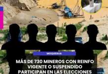 MOQUEGUA | MÁS DE 730 MINEROS CON REINFO VIGENTE O SUSPENDIDO PARTICIPAN EN LAS ELECCIONES REGIONALES Y MUNICIPALES.